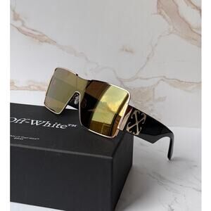 NEW Off White Aspen Metal Unisex Sunglasses in Gold Mirror